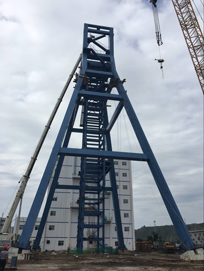 機電安裝公司孟村井架及天輪吊裝施工側記