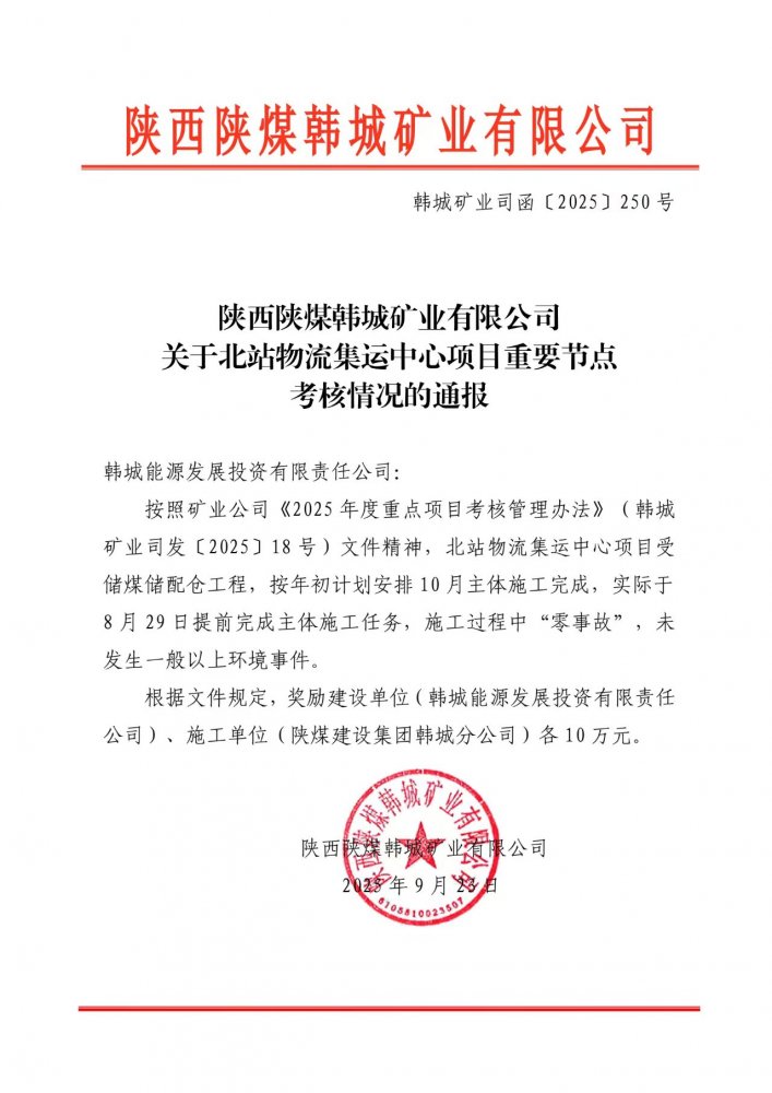 “63 天加速度”創效!陜煤建設韓城分公司土建十一項目部一項工程提前封頂獲嘉獎